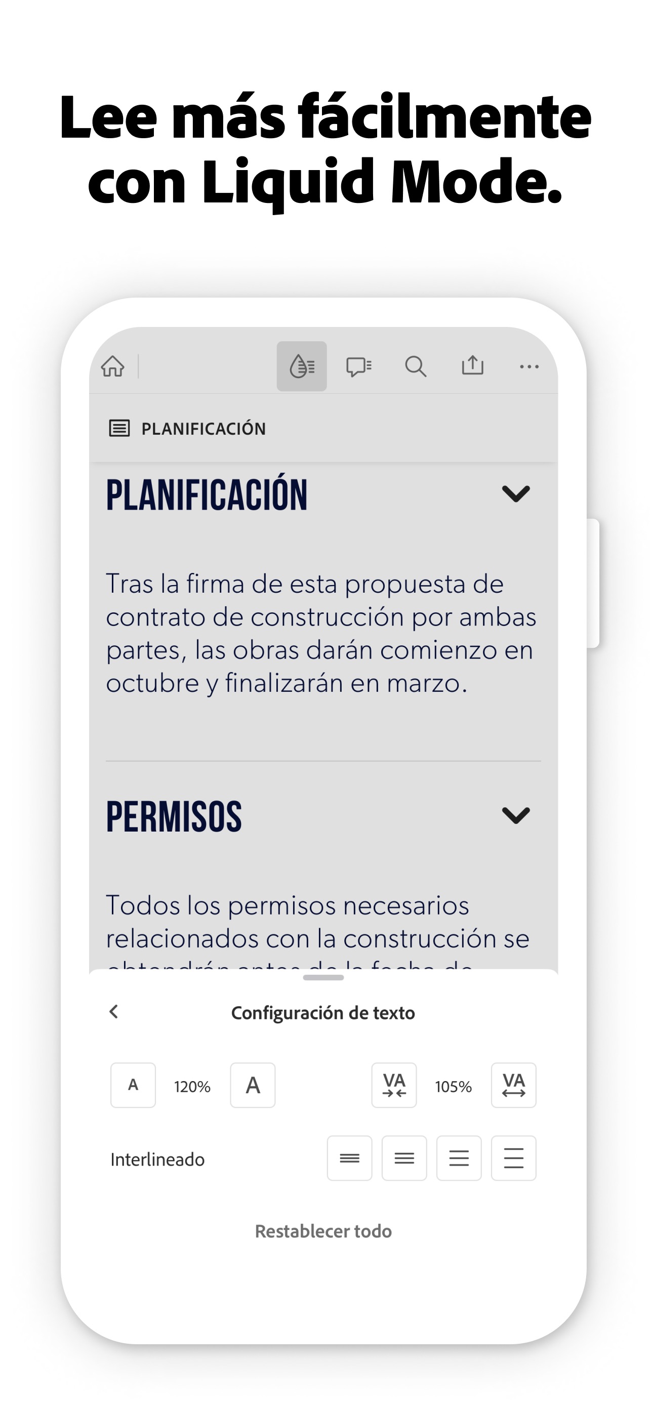 Captura de pantalla de Adobe Acrobat Reader: El Estándar de Oro para la Gestión de PDF en iOS