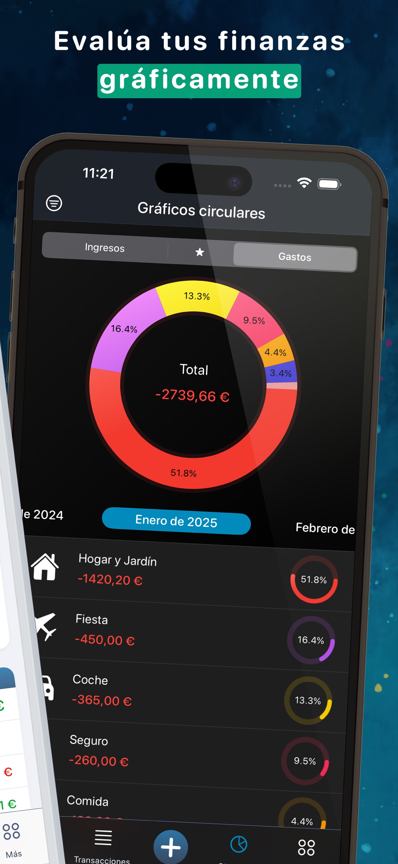 Captura de pantalla de Finanzas personales MoneyStats: Análisis Completo de la App