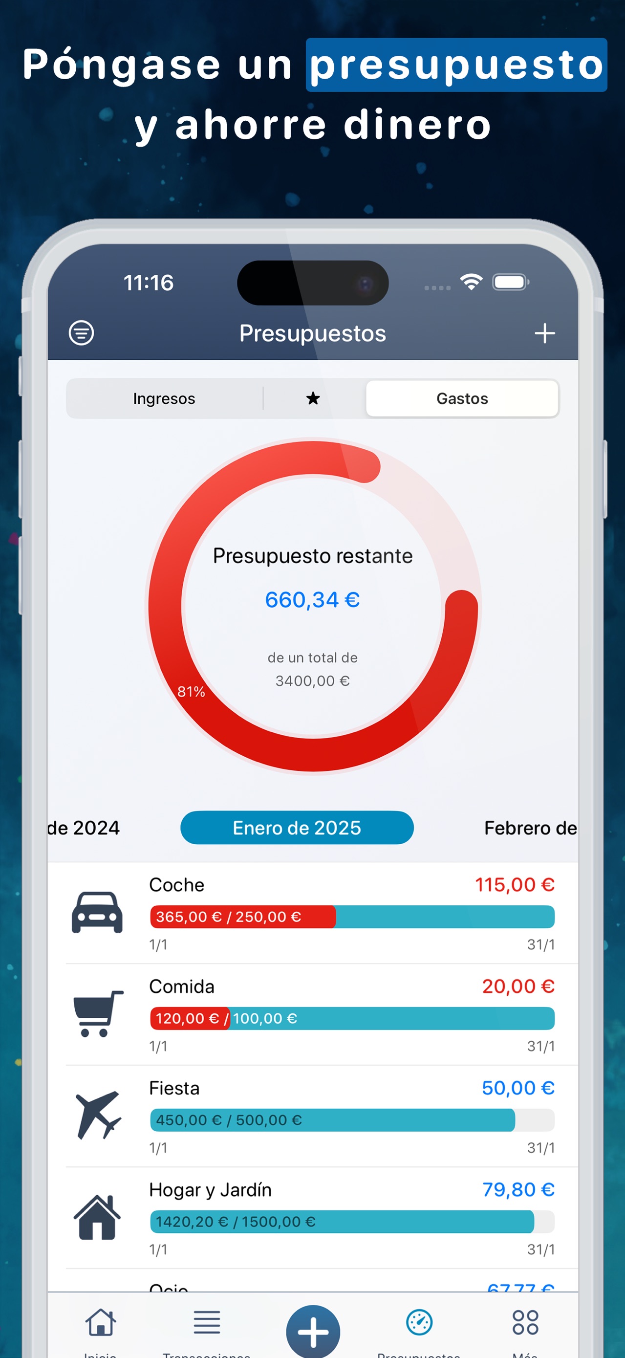 Captura de pantalla de Finanzas personales MoneyStats: Análisis Completo de la App